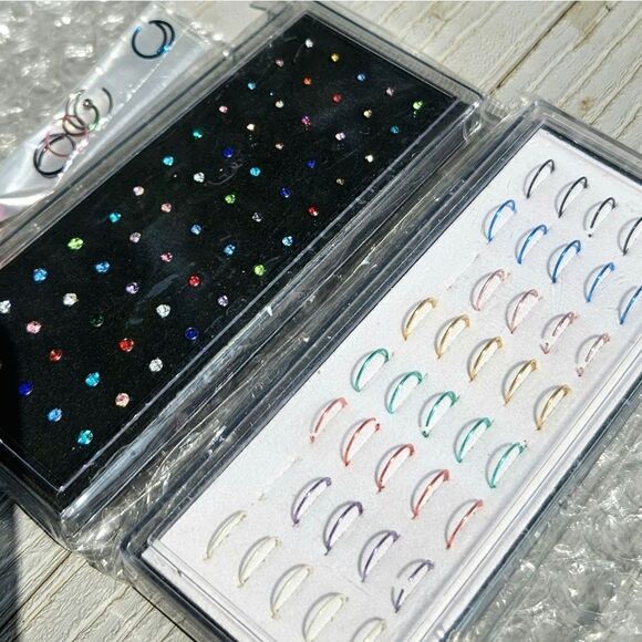 Body jewelry bundle w carry bag 60+ pc lot labret nose ring ear wrist - Picture 8 of 16